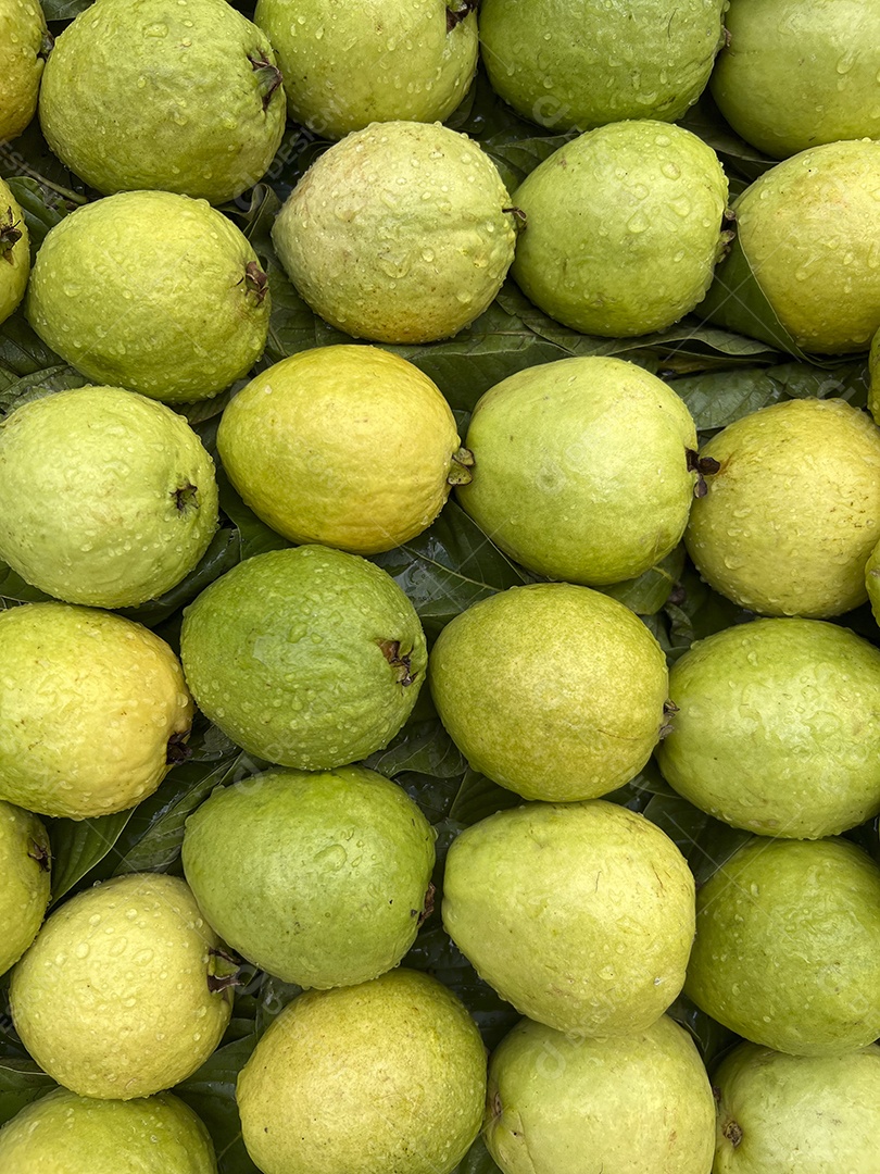 Goiabas frescas à venda em um mercado de rua