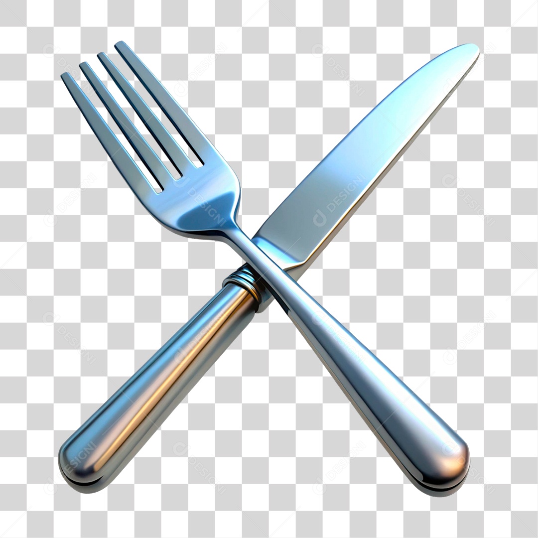 Elemento 3D Garfo e Faca PNG Transparente