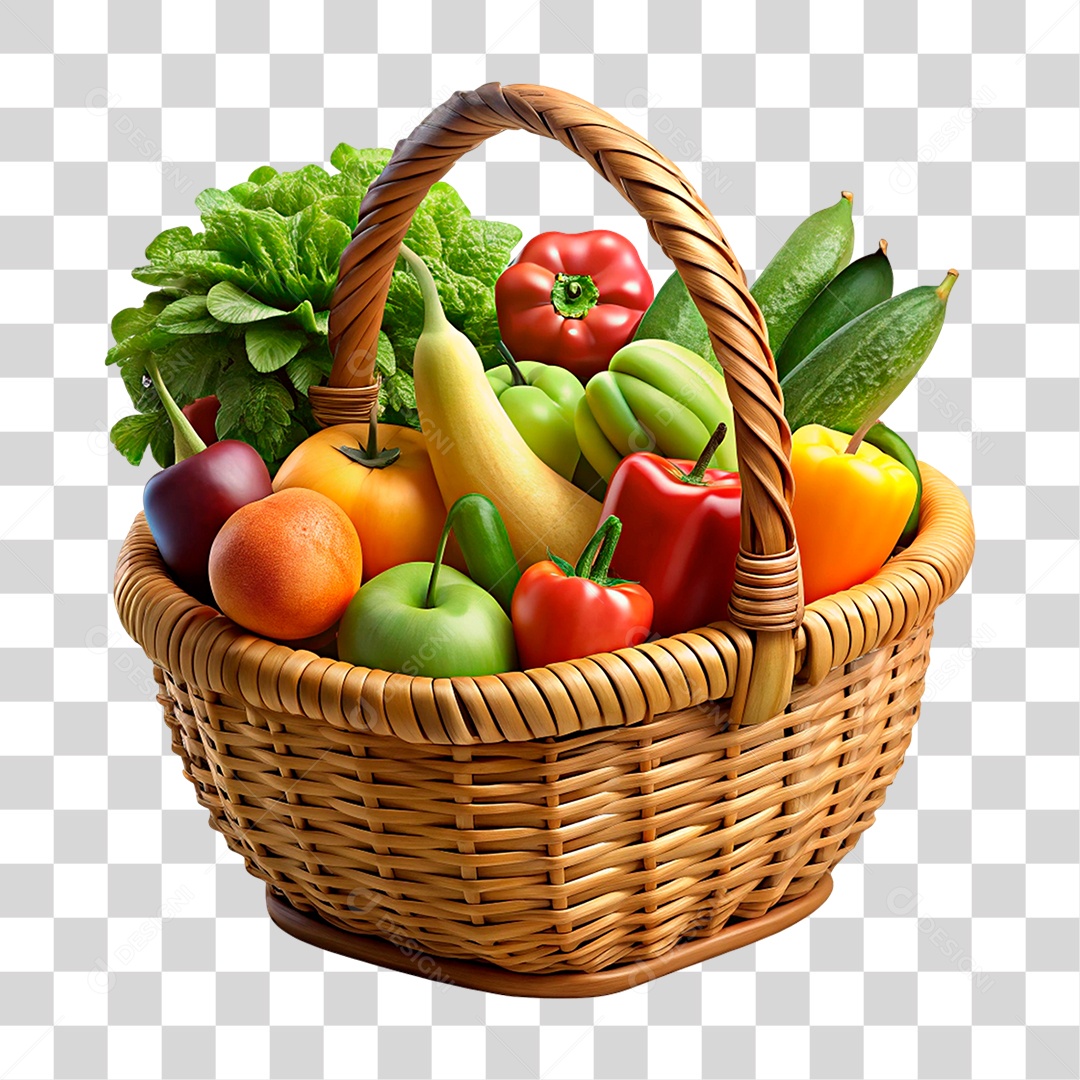 Cesta de Legumes PNG Transparente
