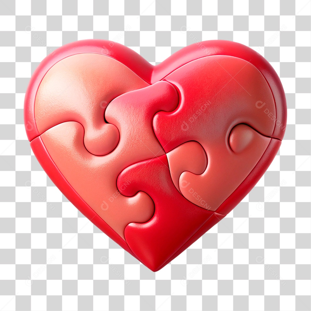 Quebra Cabeça em Forma de Coração PNG Transparente