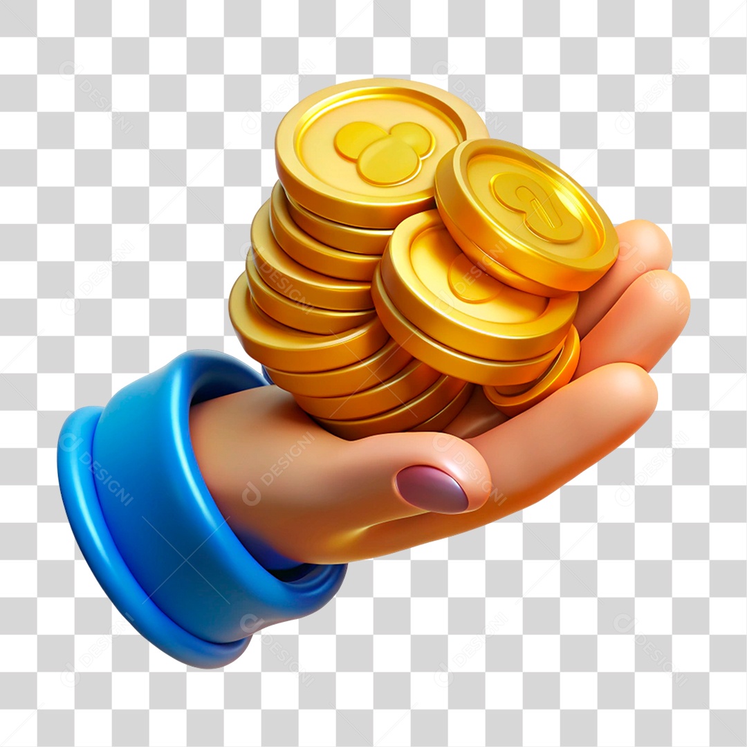 Mão Segurando Moedas PNG Transparente