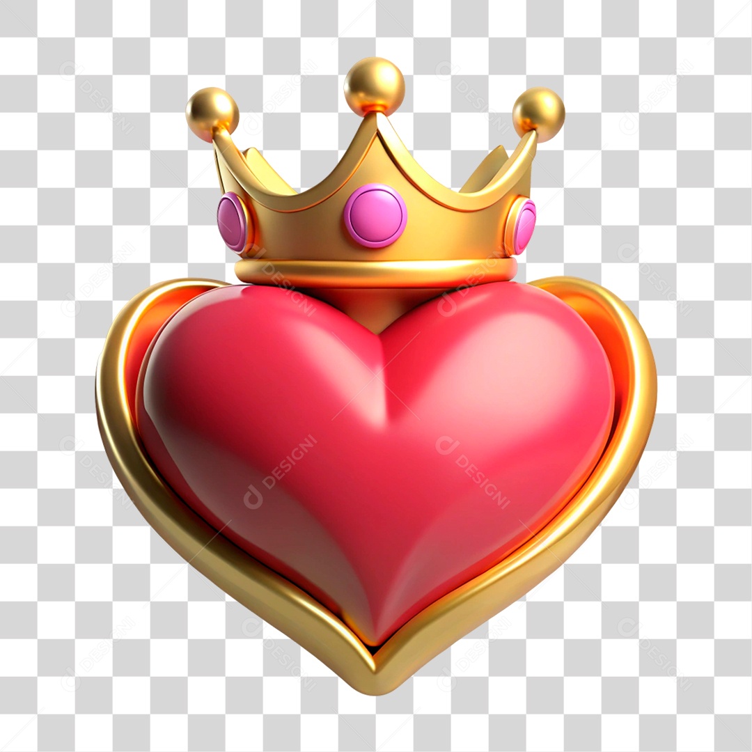 Coração com Coroa PNG Transparente