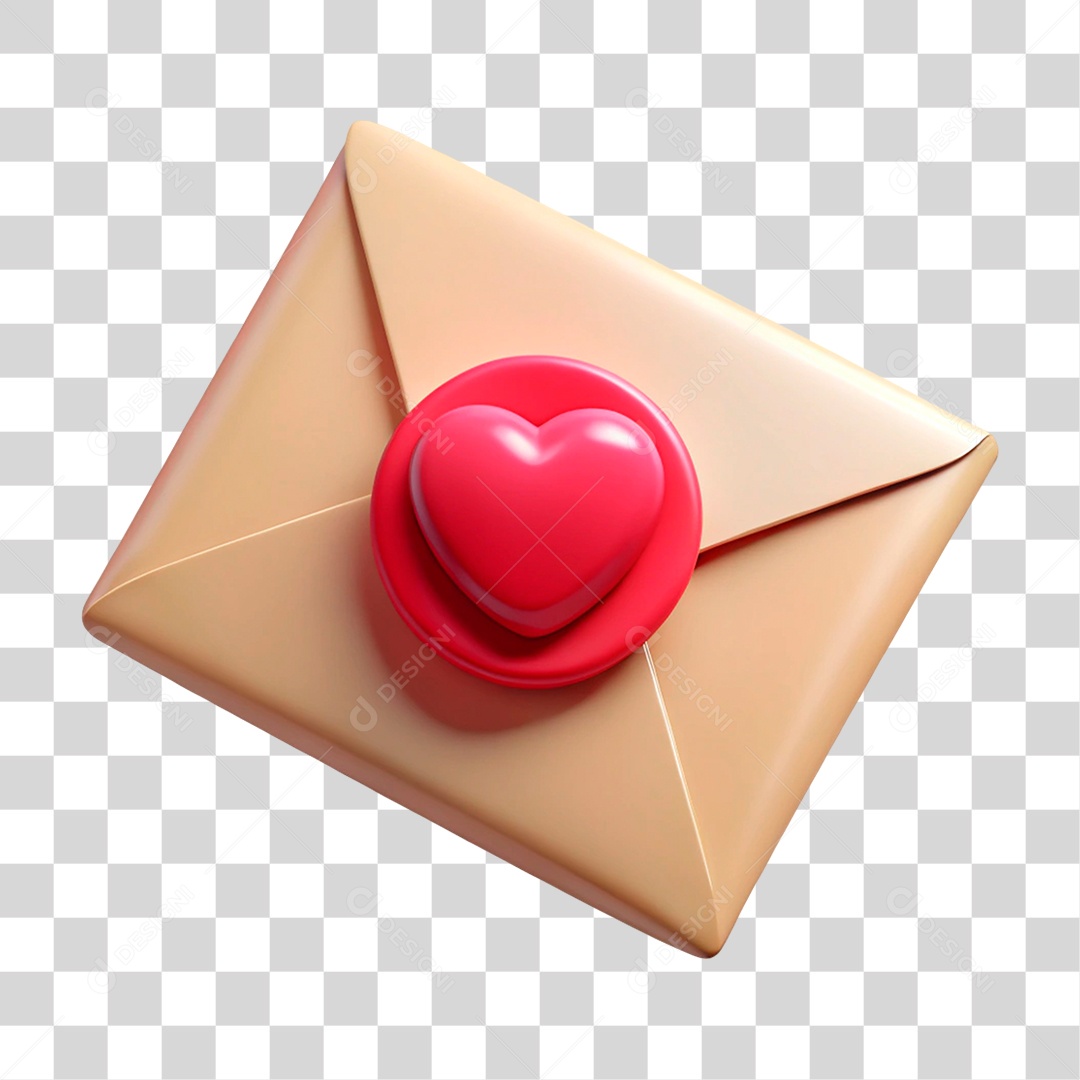 Envelope com Coração PNG Transparente