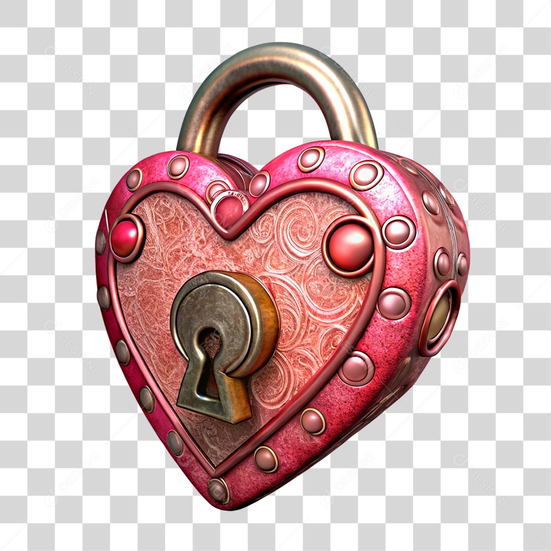 Cadeado em Forma de Coração PNG Transparente