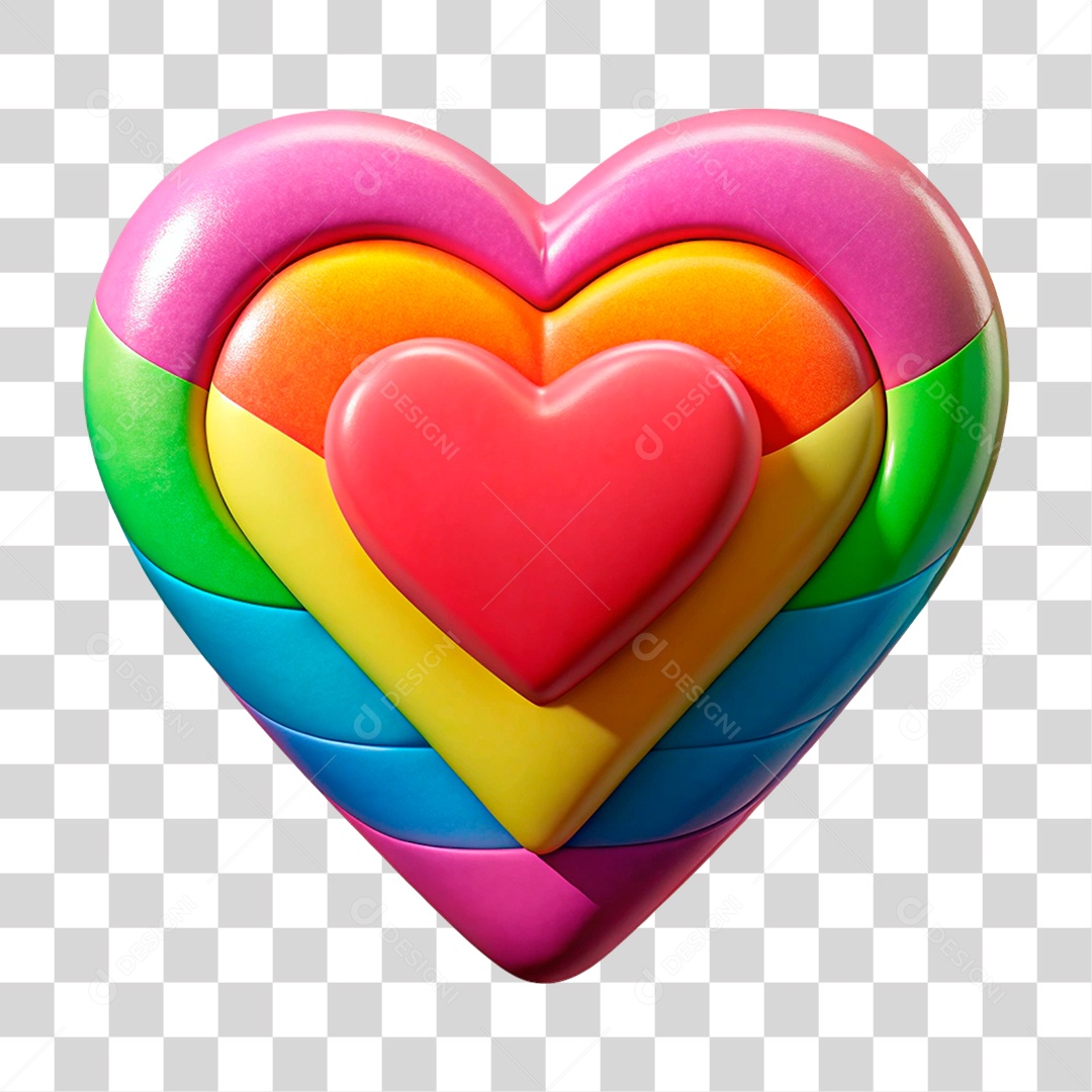 Corações Colorido PNG Transparente