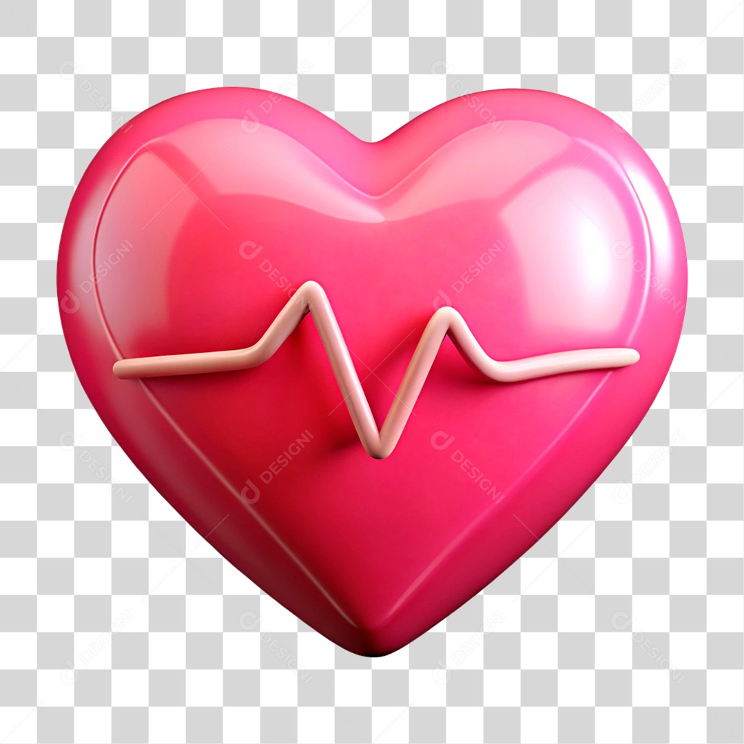 Coração com Linha de Batimentos Cardíacos PNG Transparente