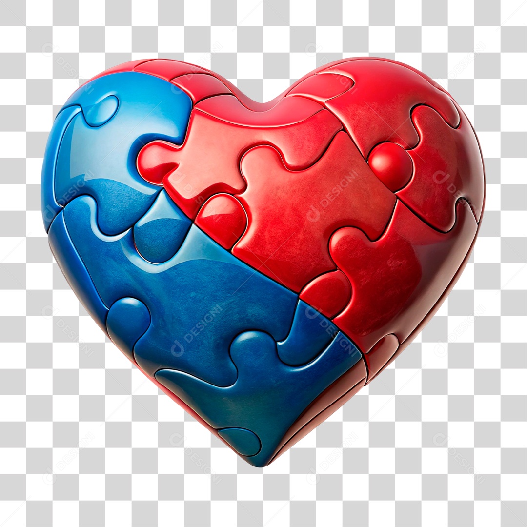 Quebra Cabeça em Forma de Coração PNG Transparente