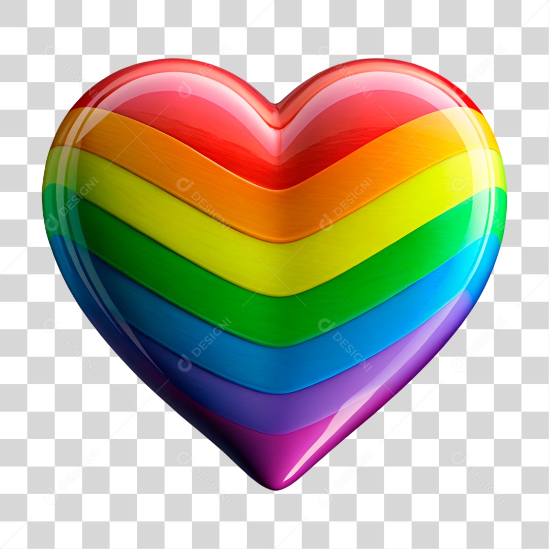 Coração Colorido PNG Transparente