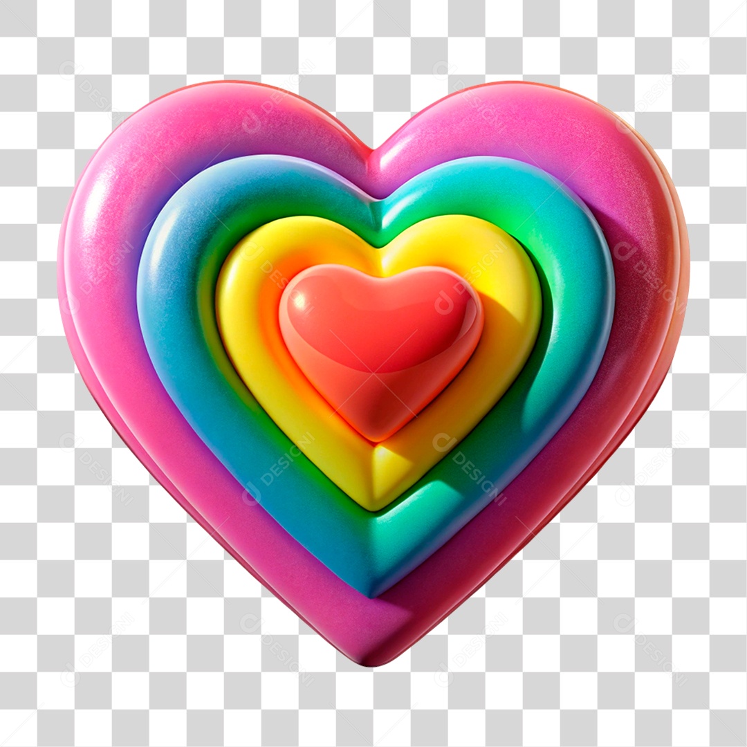Coração Colorido PNG Transparente