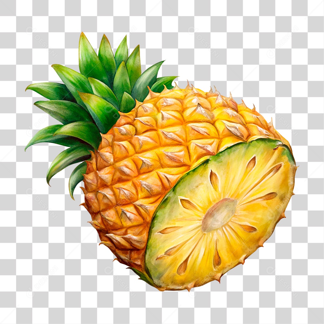 Abacaxi Partido no Meio PNG Transparente