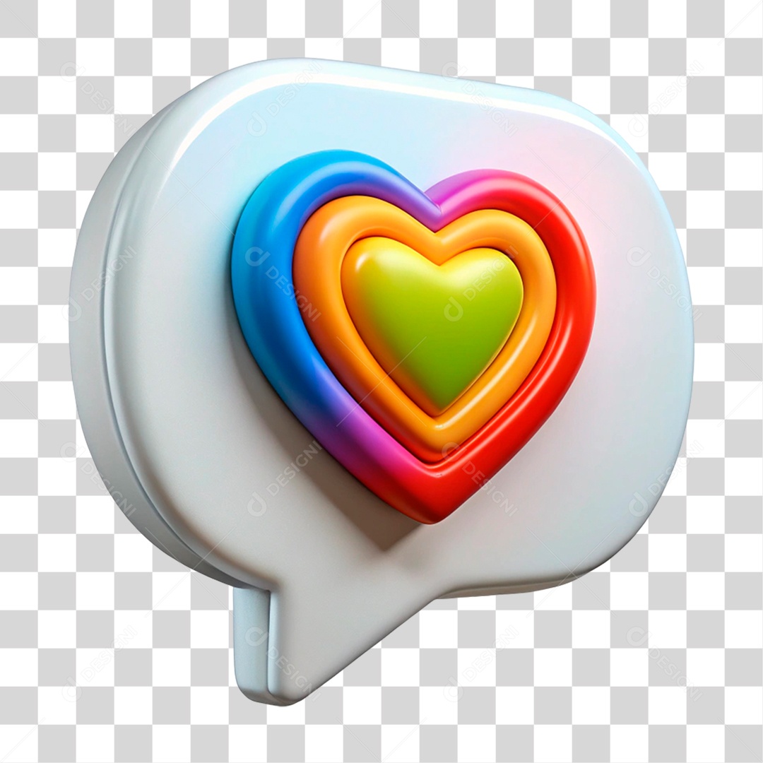 Balão de Fala com Coração PNG Transparente