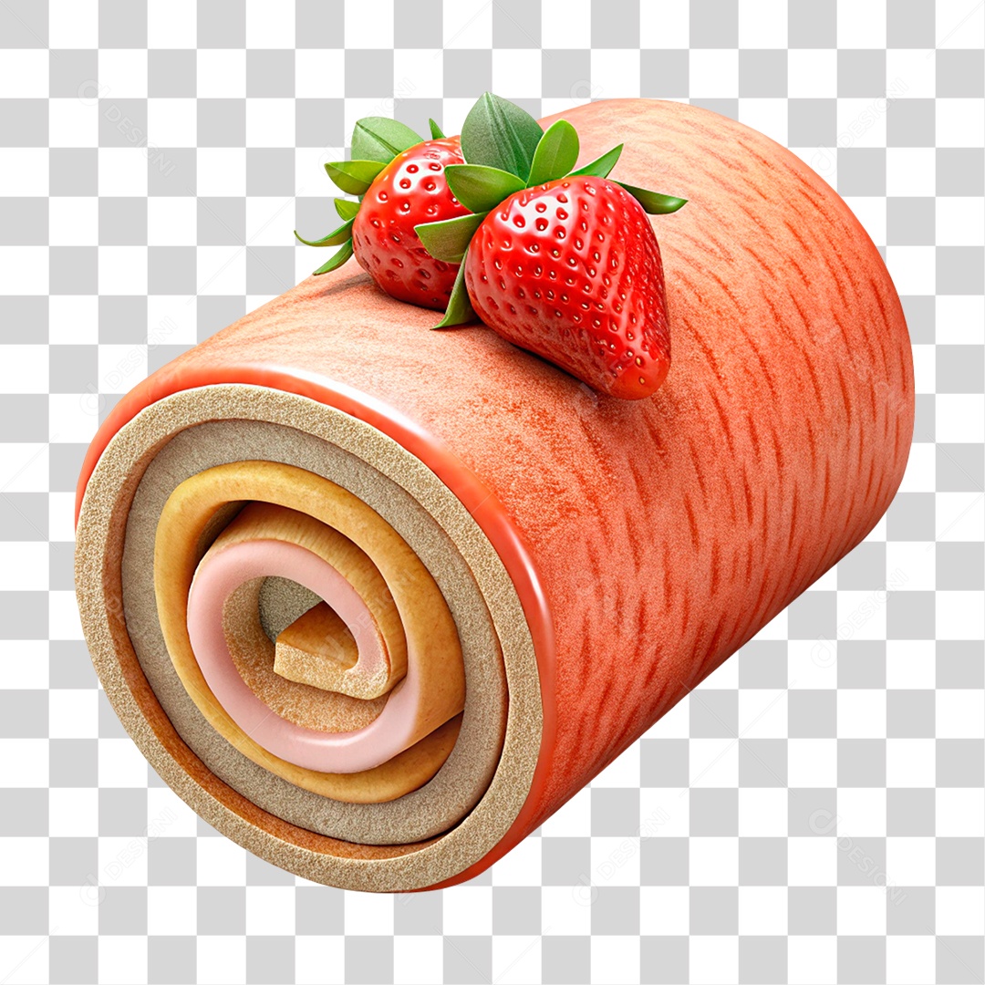 Rocambole de Morango PNG Transparente