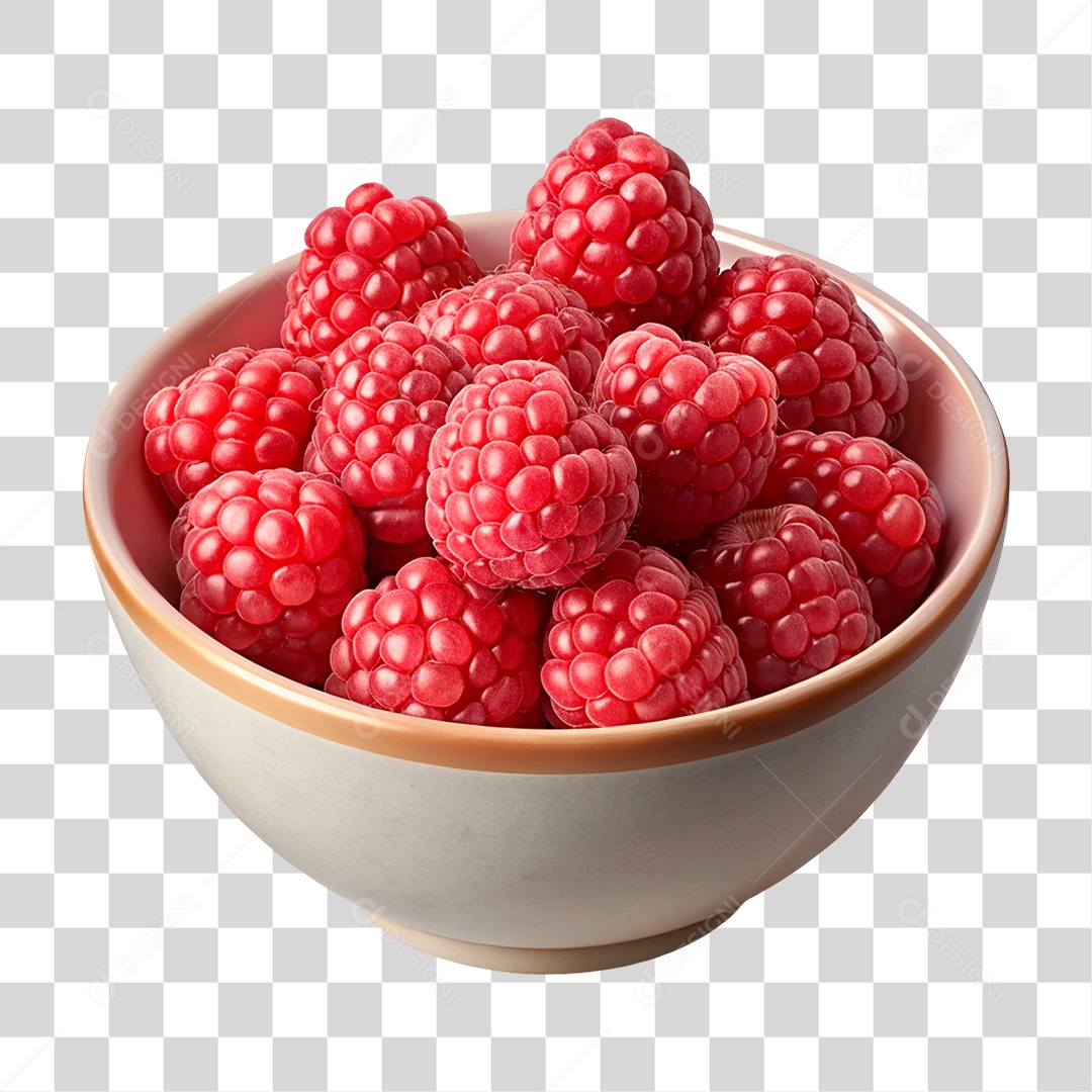 Tigela de Framboesa PNG Transparente