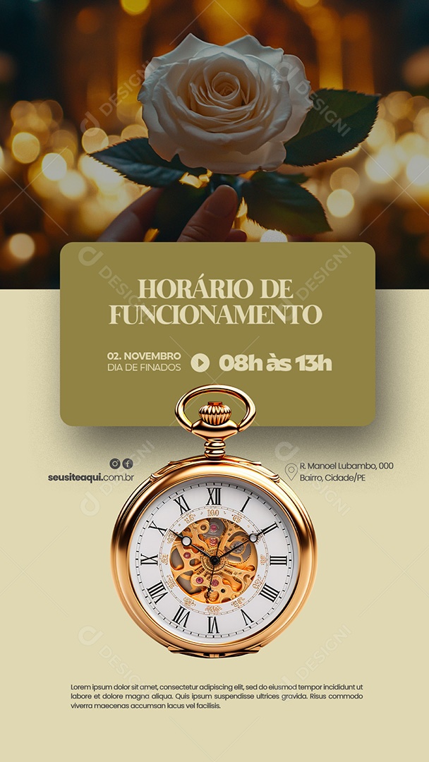 Story Horário de Funcionamento Dia de Finados Social Media PSD Editável