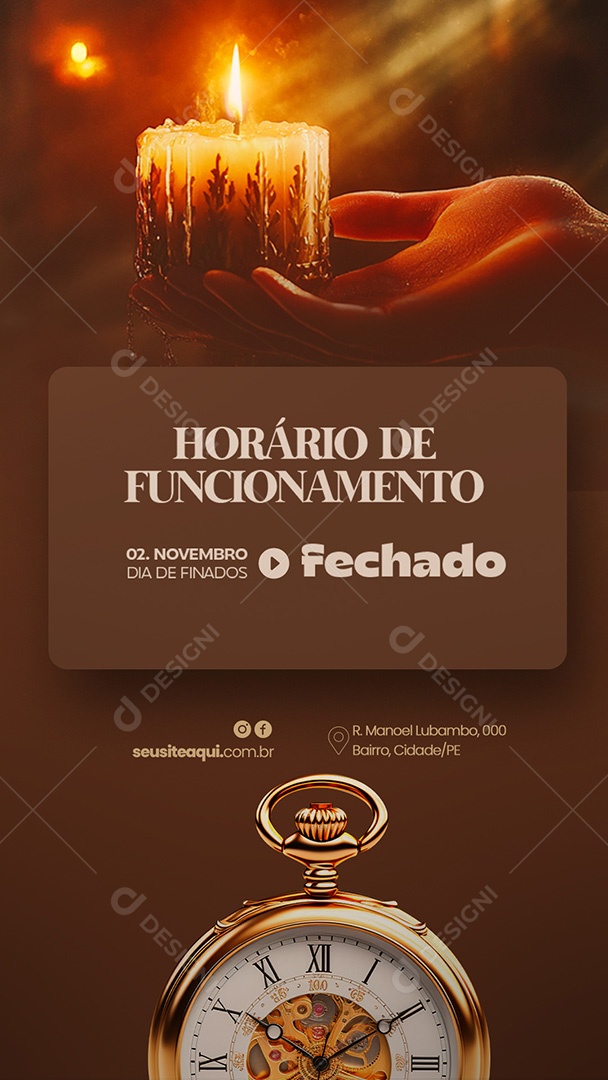 Story Horário de Funcionamento Dia de Finados Social Media PSD Editável