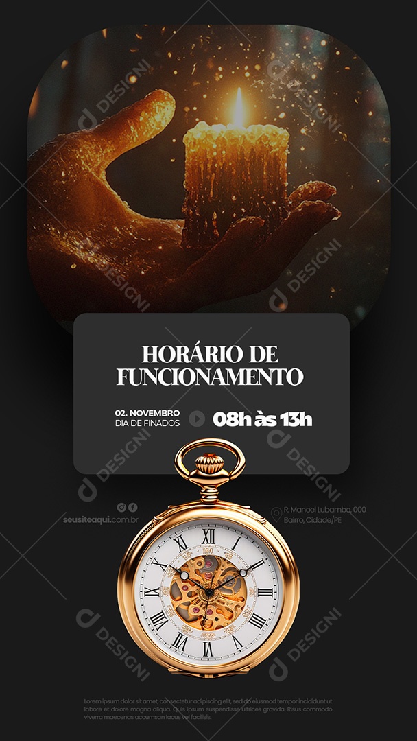 Story Horário de Funcionamento Dia de Finados Social Media PSD Editável