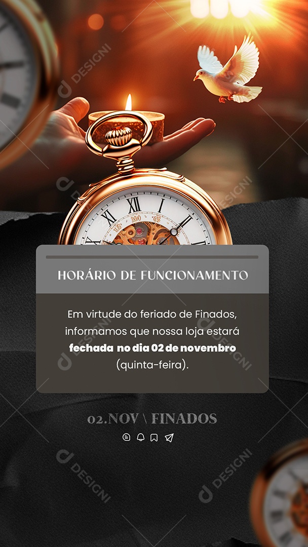 Story Horário de Funcionamento Dia de Finados Social Media PSD Editável