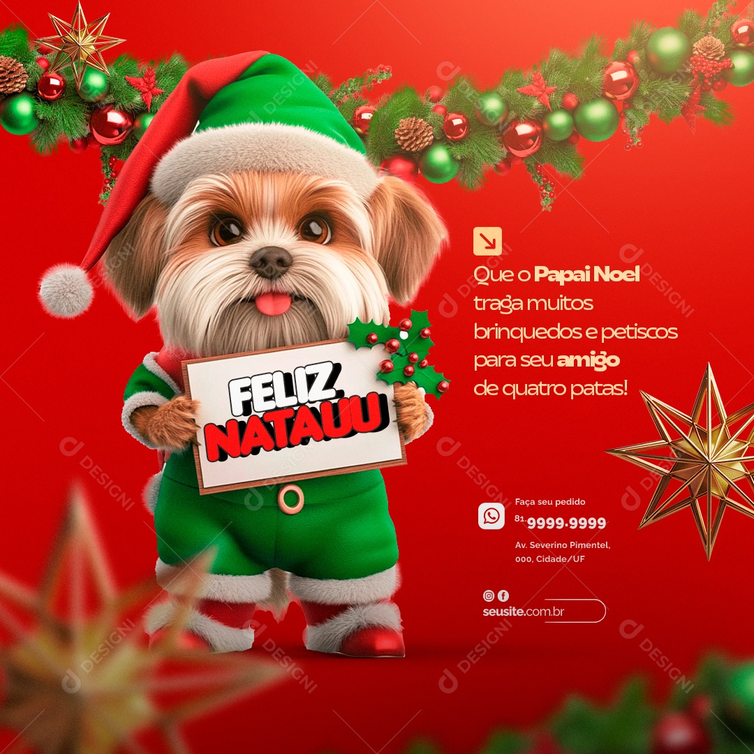 Feliz Natauu Pet Shop Social Media PSD Editável