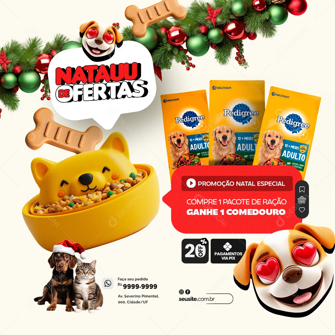 Natauu de Ofertas Pet Shop Social Media PSD Editável