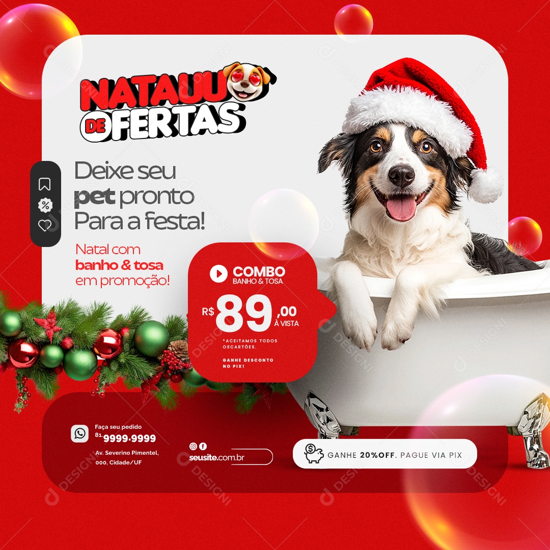 Natauu de Ofertas Deixe Seu Pet pronto Social Media PSD Editável