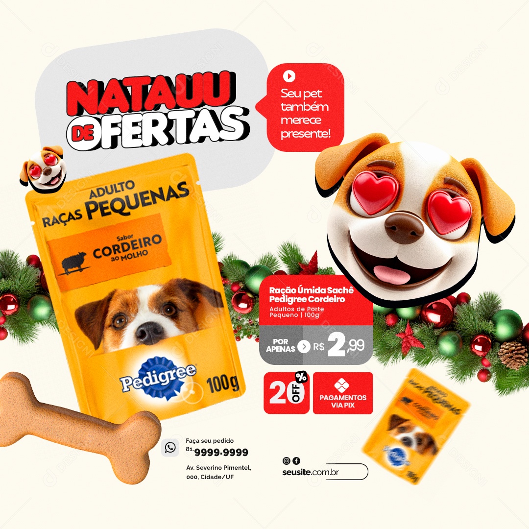 Natauu de Ofertas Pet Shop Seu Pet Também Merece Presente Social Media PSD Editável
