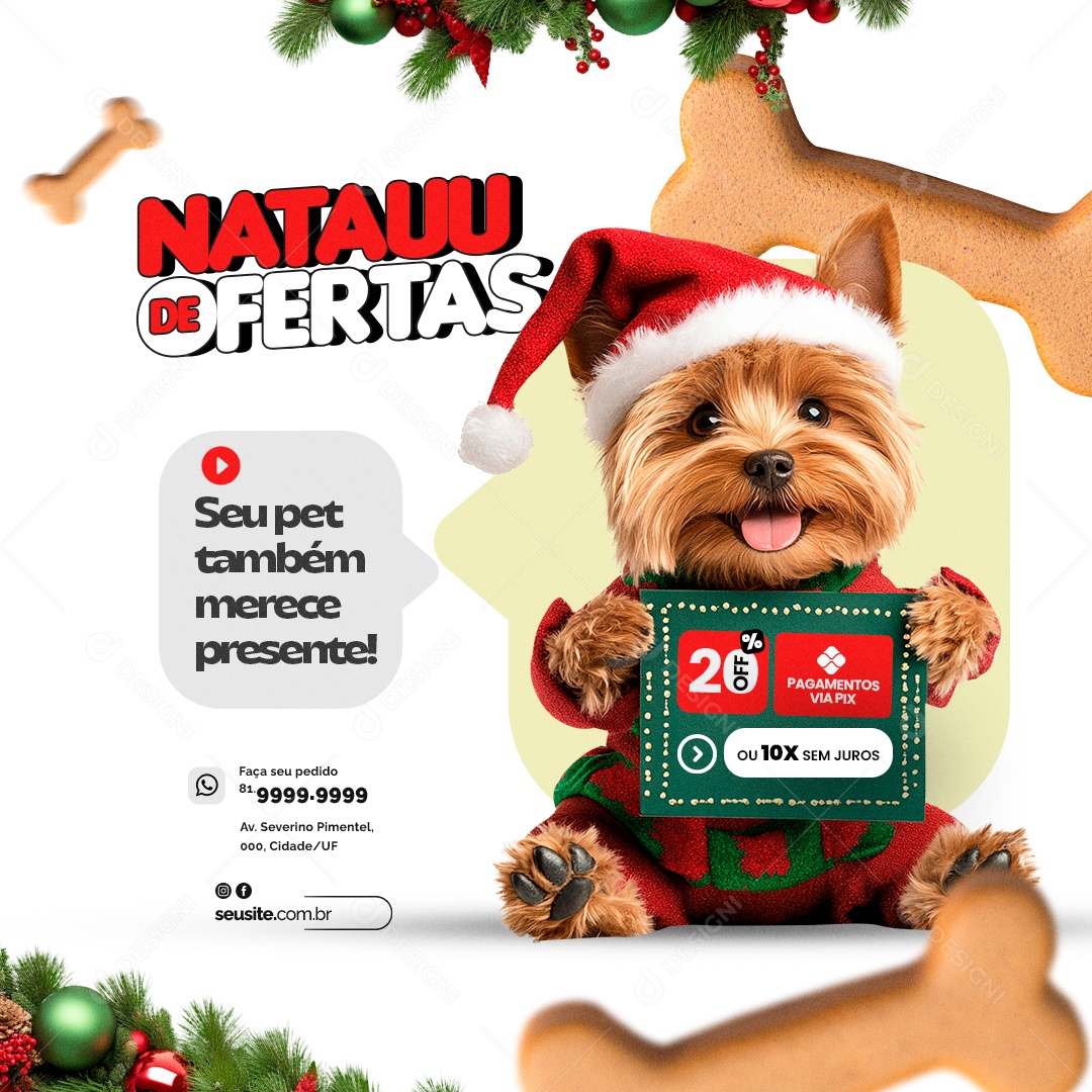 Natauu de Ofertas Pet Shop Social Media PSD Editável