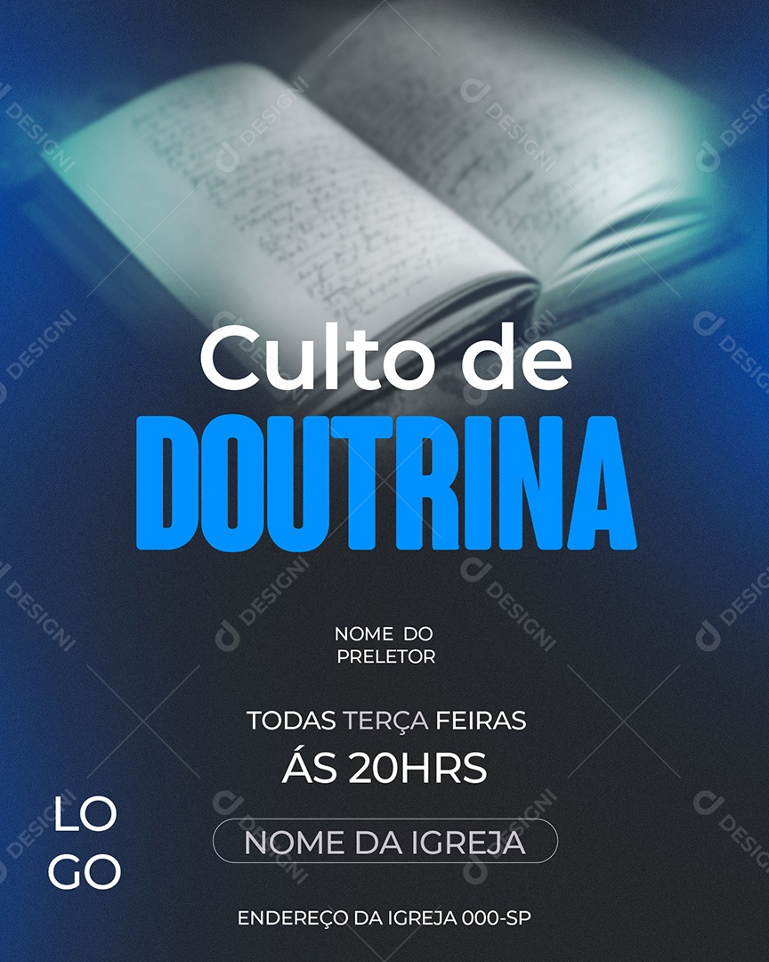 Culto De Doutrina Gospel Social Media PSD Editável