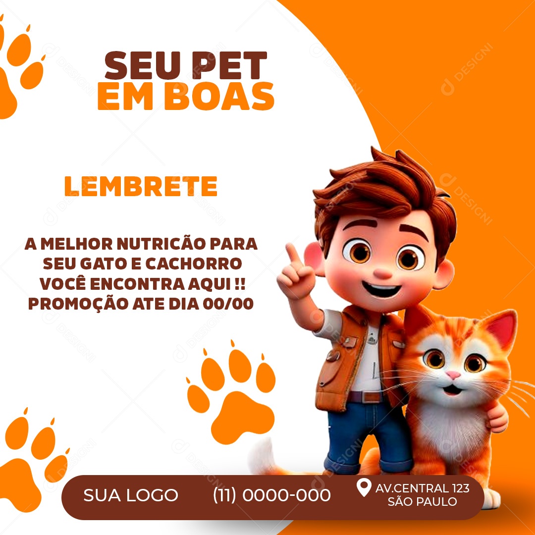 A Melhor Nutrição Para Seu Gato e Cachorro  Social Media PSD Editável