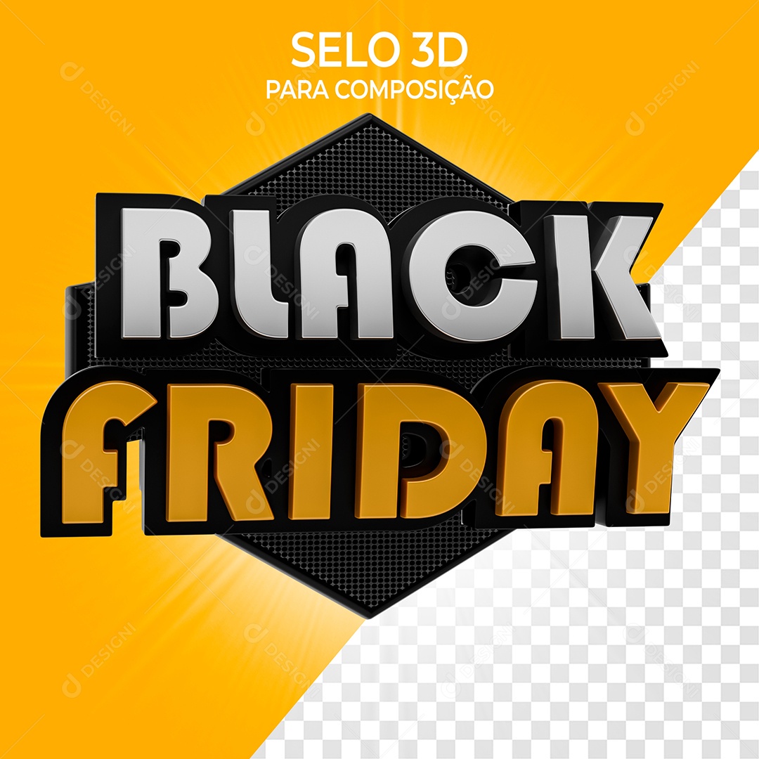Black Friday Selo 3D Elemento Para Composição PSD