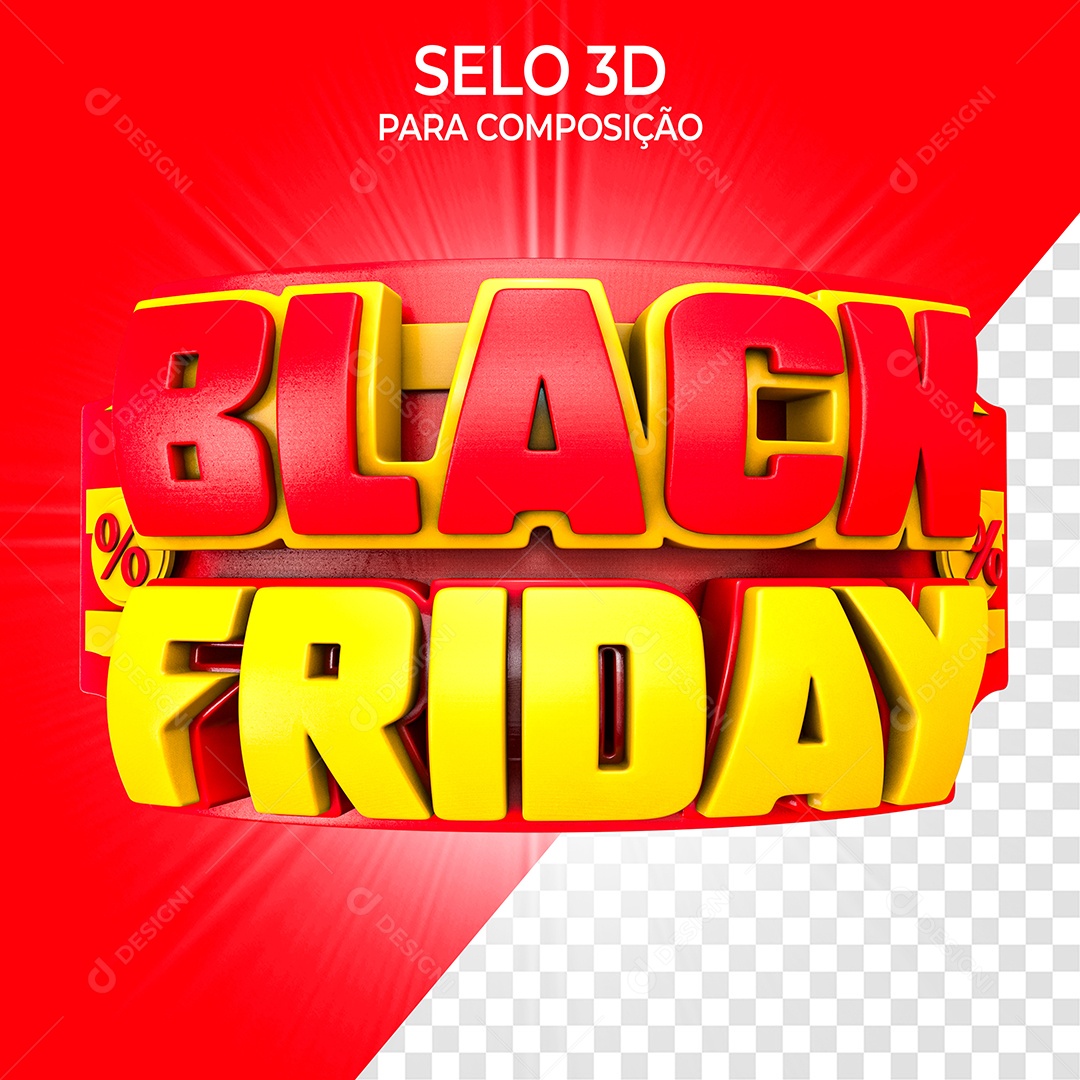 Black Friday Selo 3D Elemento Para Composição PSD