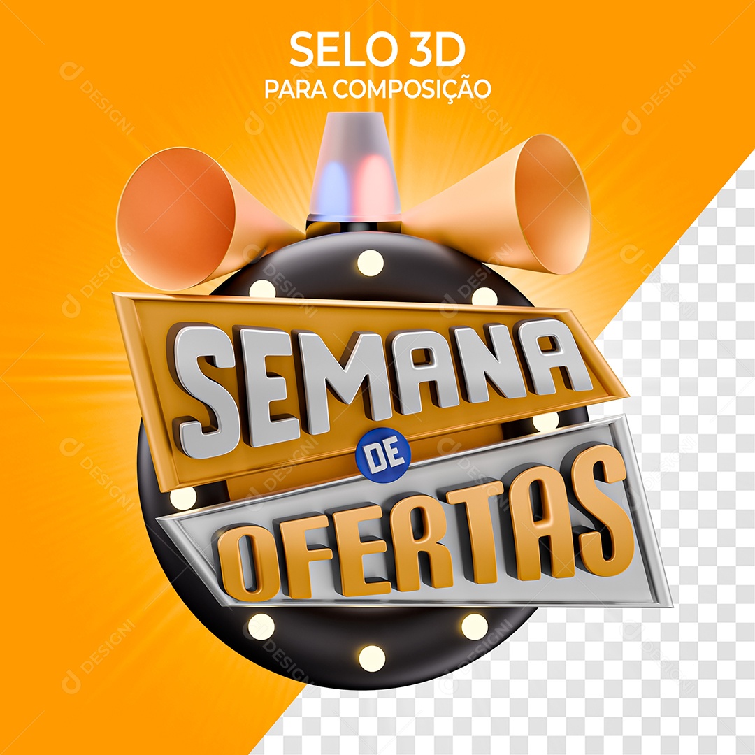 Selo 3D Semana de Oferta Para Composição PSD