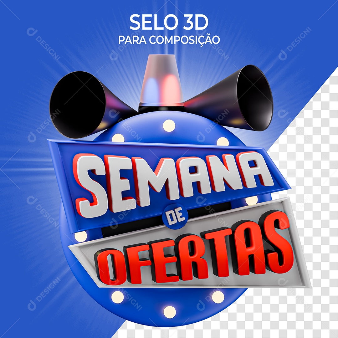 Selo 3D Semana de Oferta Para Composição PSD