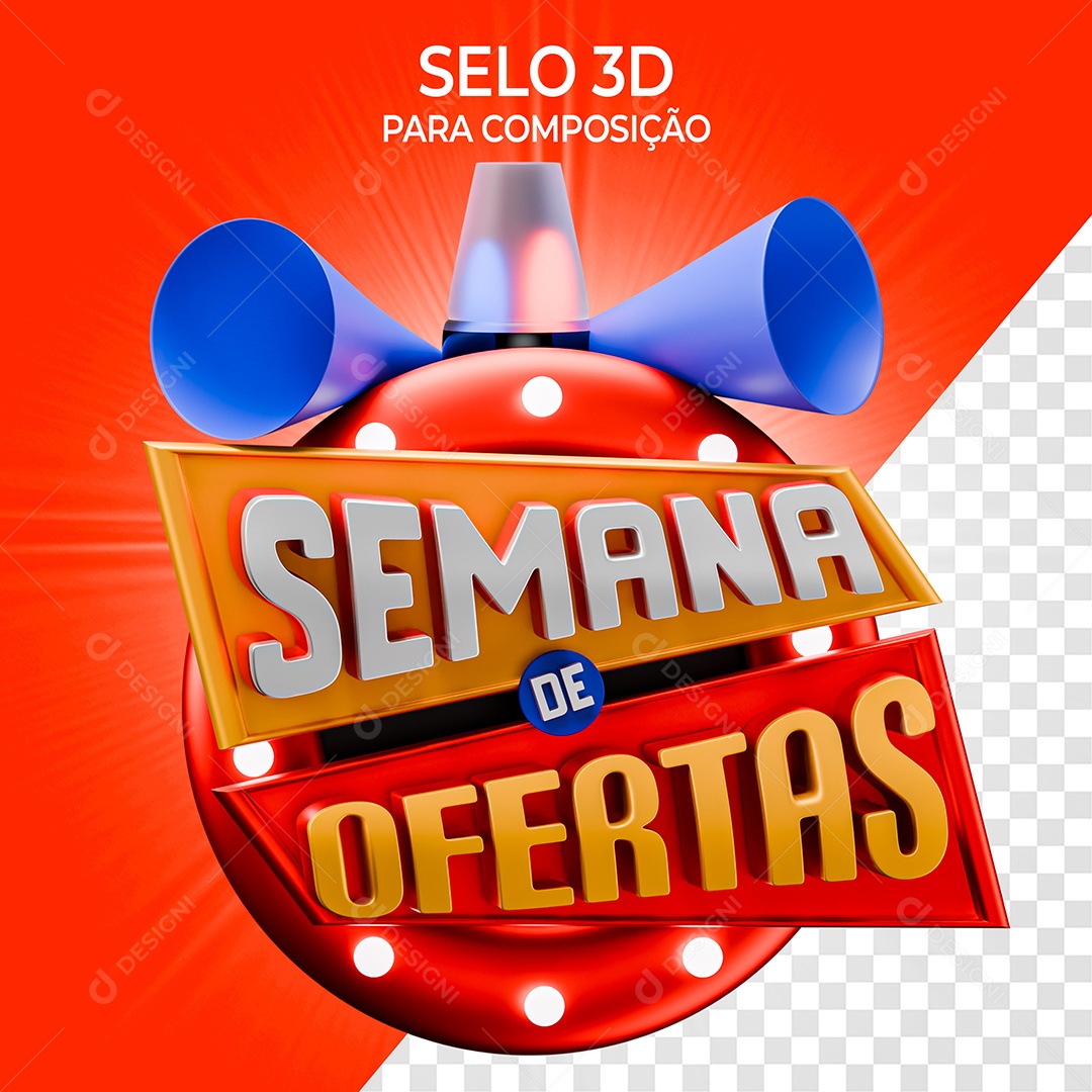Selo 3D Semana de Oferta Para Composição PSD