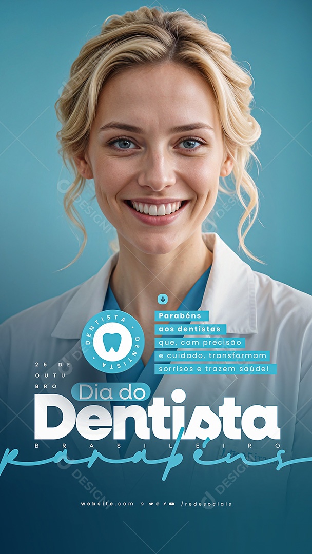 Dia do Dentista Brasileiro 25 de Outubro Parabéns Social Media PSD Editável