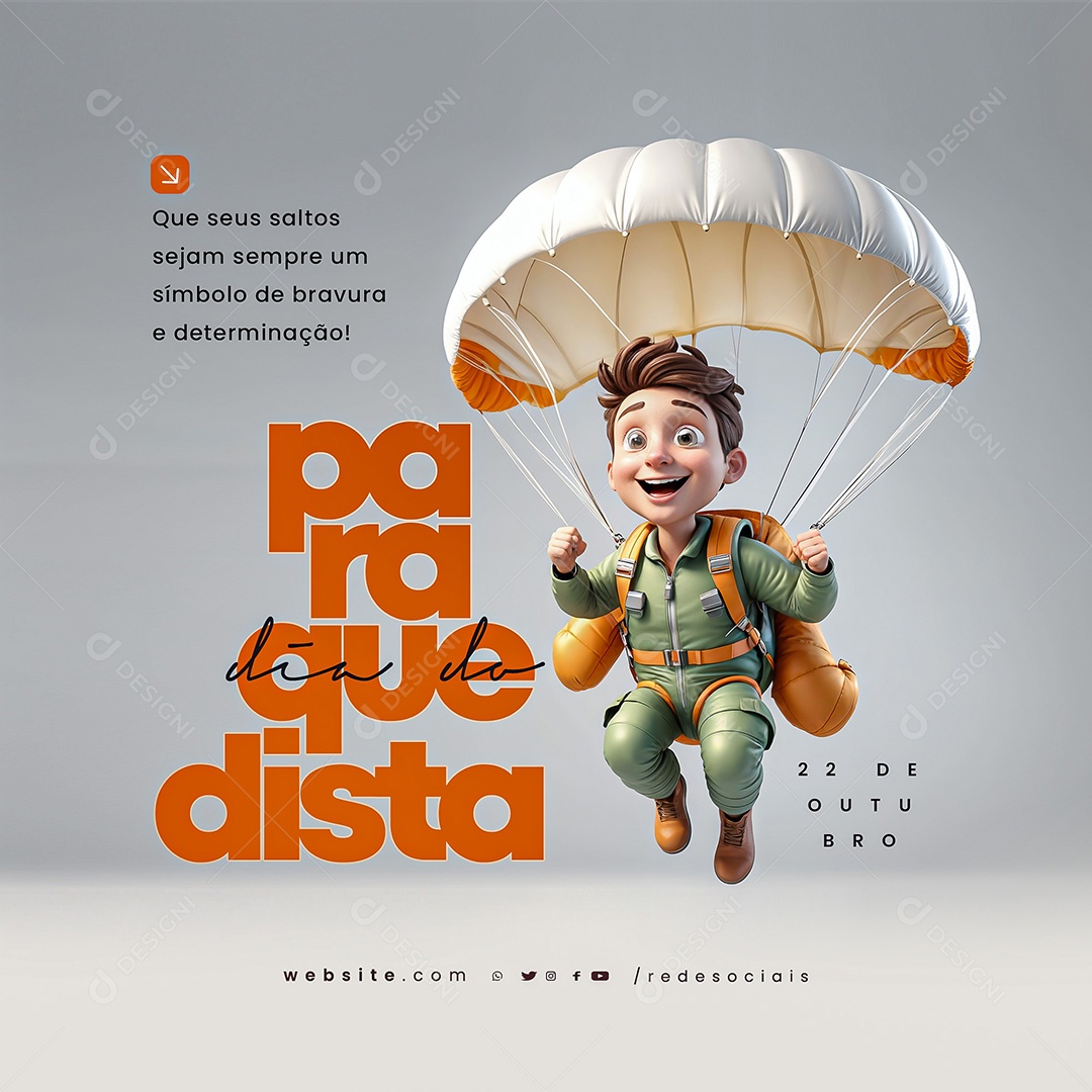 Dia do Paraquedista 22 de Outubro Social Media PSD Editável
