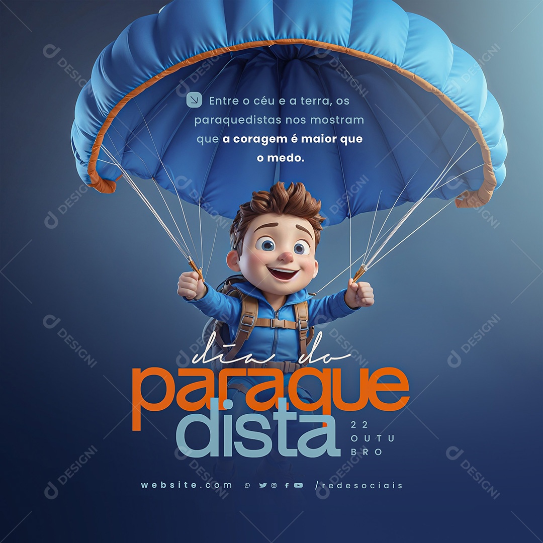 Dia do Paraquedista 22 de Outubro Social Media PSD Editável