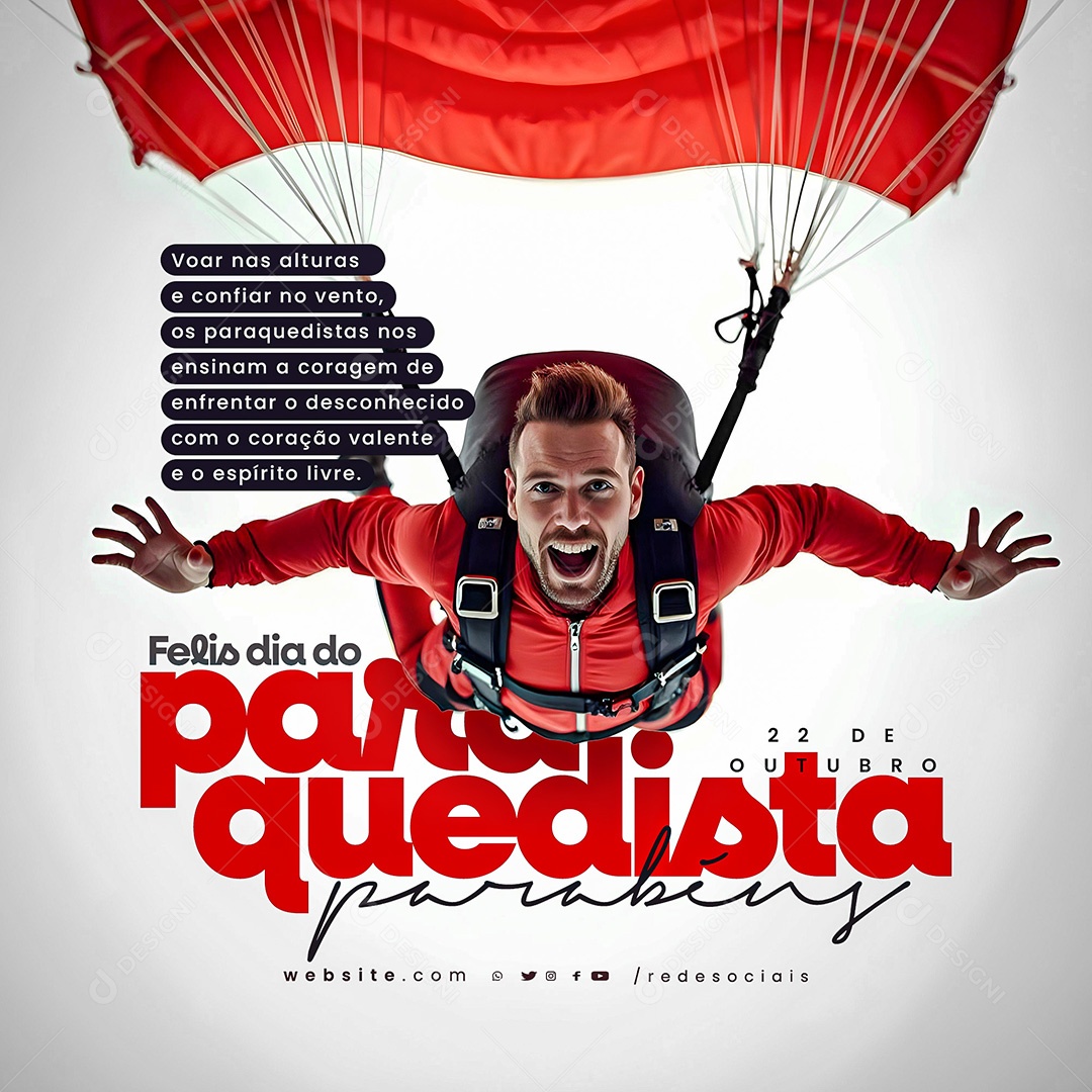 Dia do Paraquedista  22 de Outubro Social Media PSD Editável