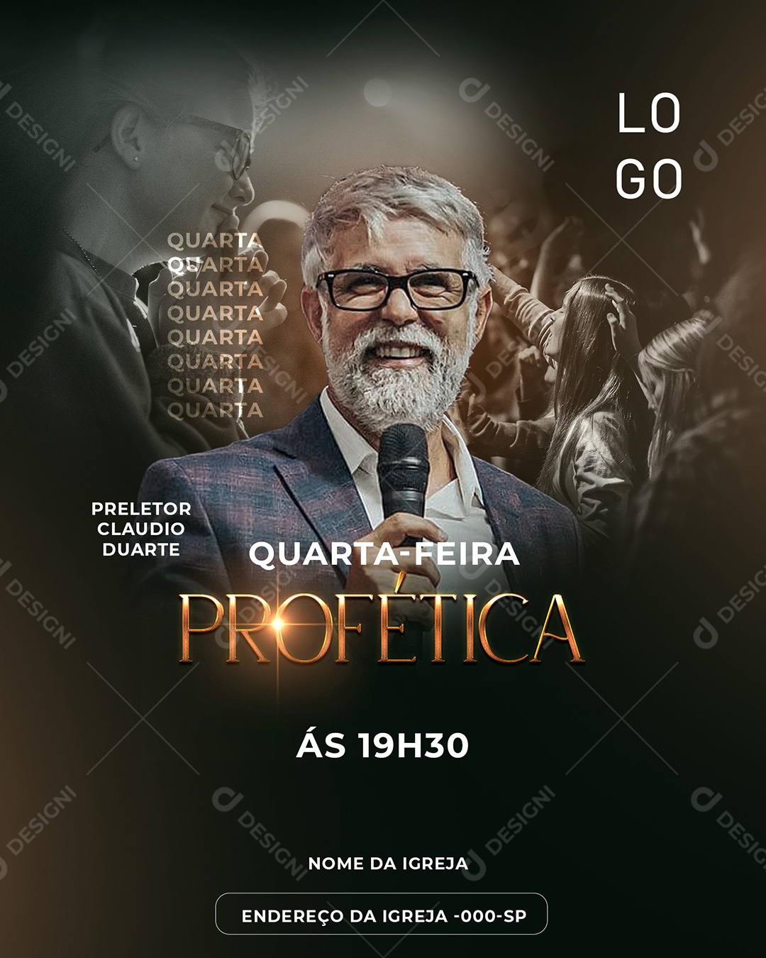 Culto Quarta Feira Profética Social Media PSD Editável