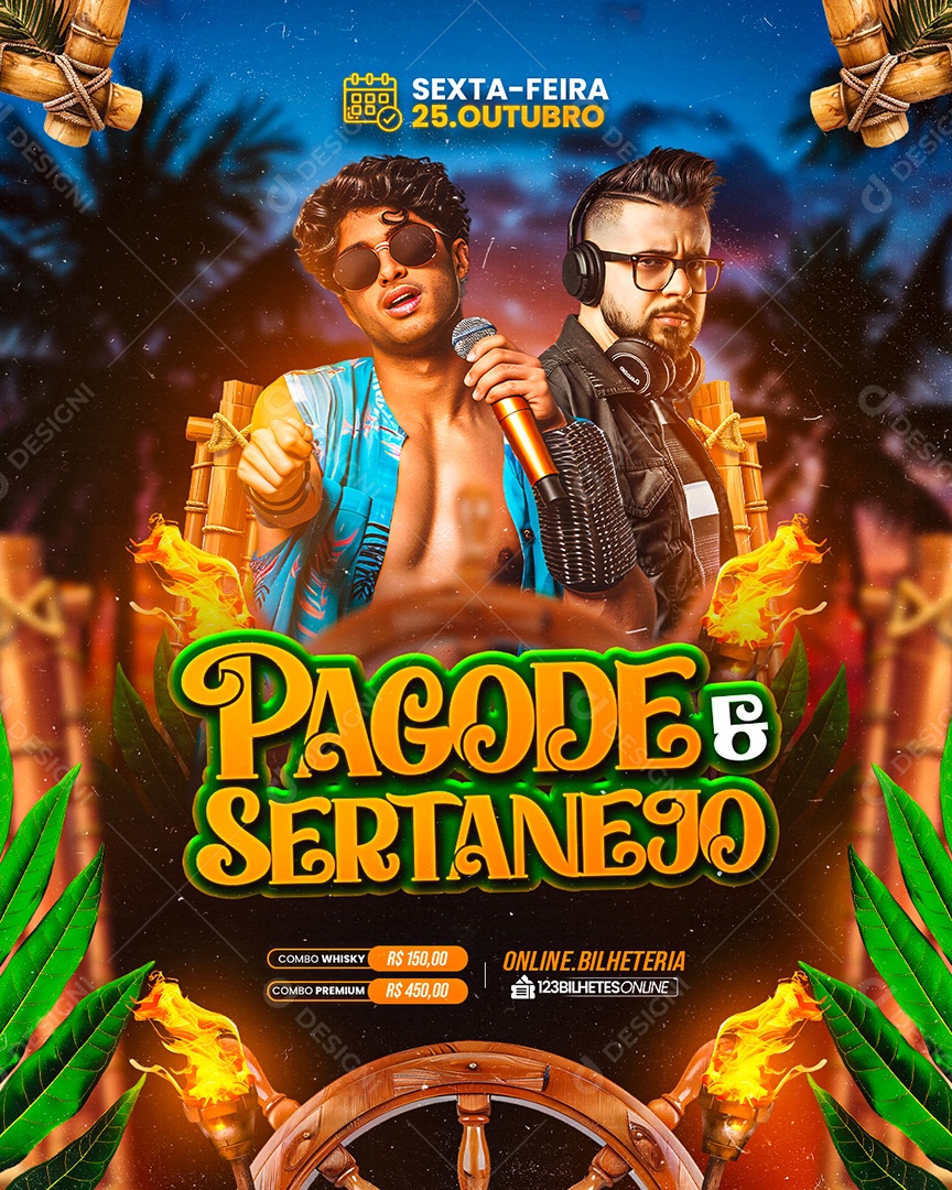 Flyer Pagode e Sertanejo Social Media PSD Editável