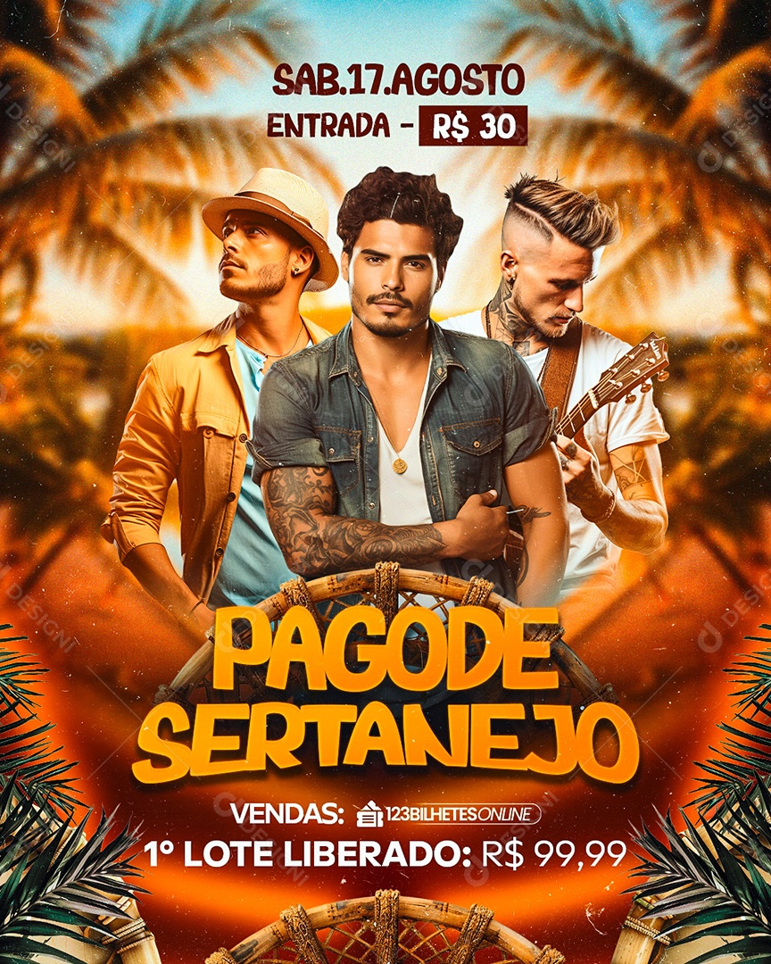 Flyer Pagode Sertanejo Social Media PSD Editável