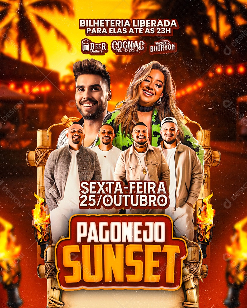 Flyer Pagonejo Sunset Social Media PSD Editável