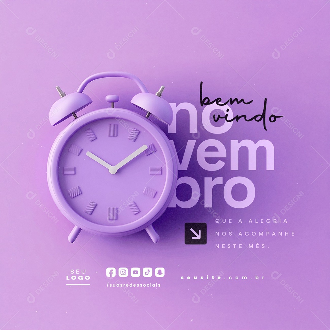 Bem Vindo Novembro Que a Alegria Nos Acompanhe Neste Mês Social Media PSD Editável