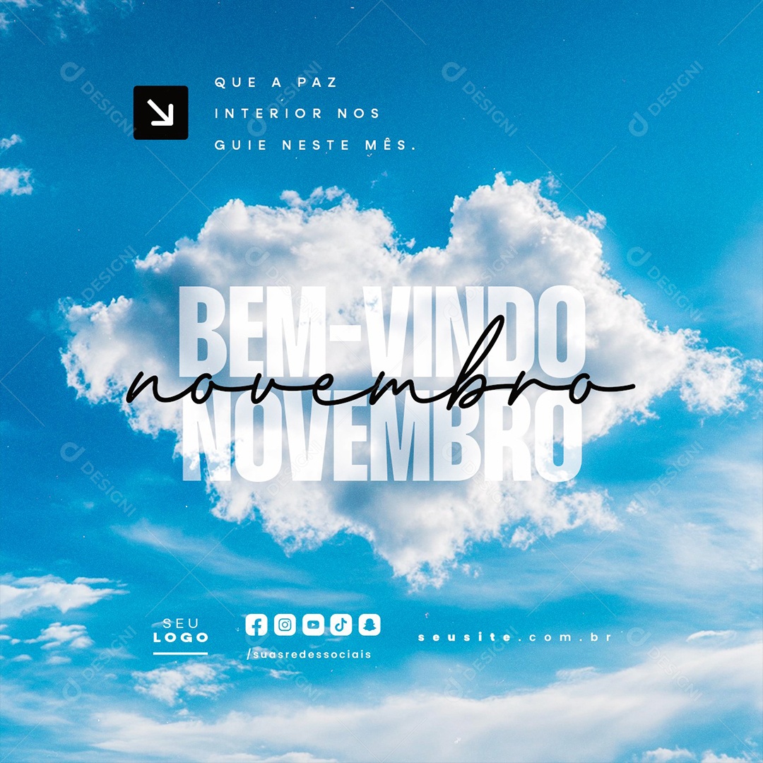Bem Vindo Novembro Que a Paz Interior nos Guie Neste Mês Social Media PSD Editável