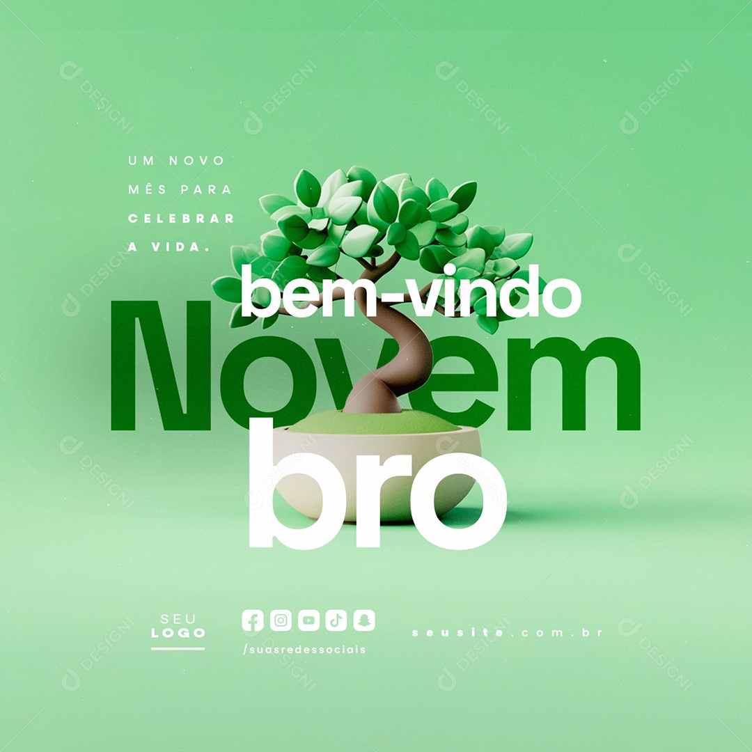 Bem Vindo Novembro Um Novo Mês para Celebrar a Vida Social Media PSD Editável