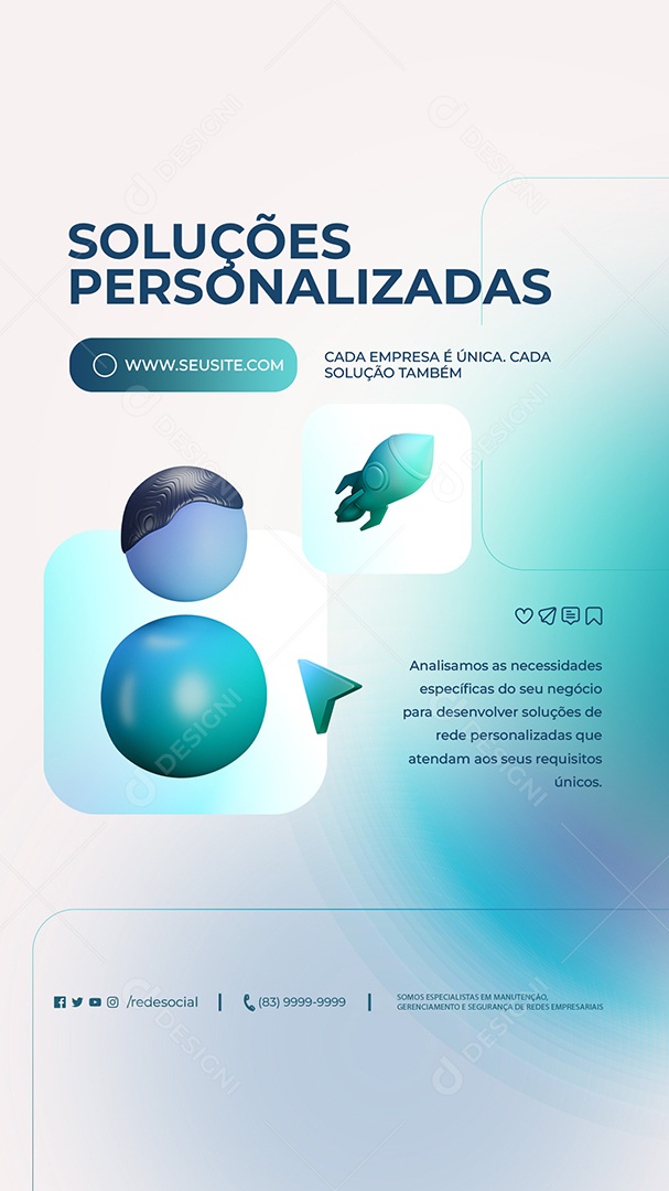 Story Soluções Personalizadas Cada Empresa  é Única Social Media PSD Editável