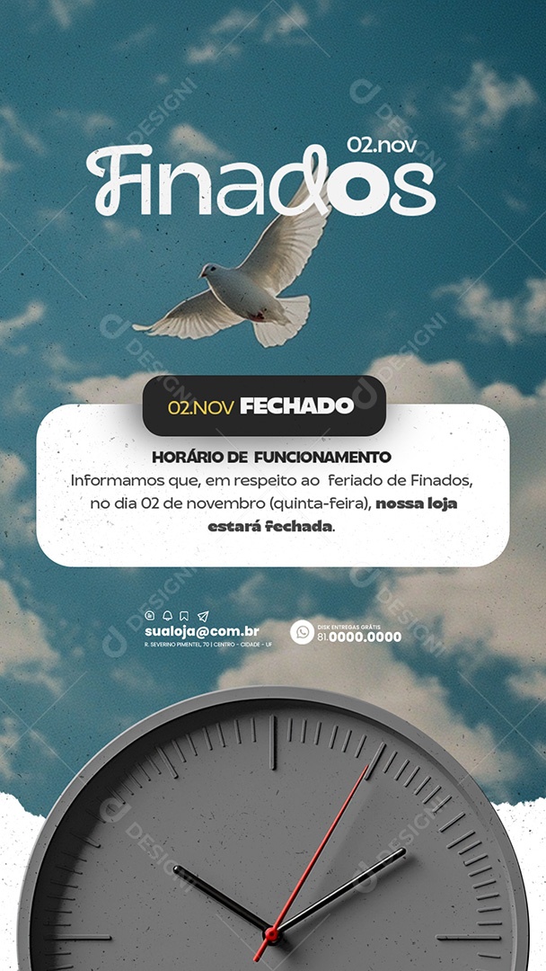 Social Media Story Comunicado Feriado Dia de Finados PSD Editable