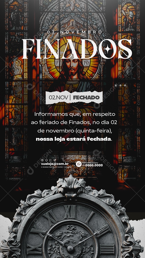 Social Media Story Comunicado Feriado Dia de Finados PSD Editável