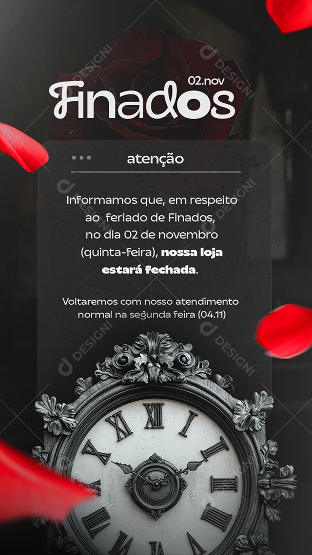 Story Comunicado Feriado Dia de Finados Social Media PSD Editável