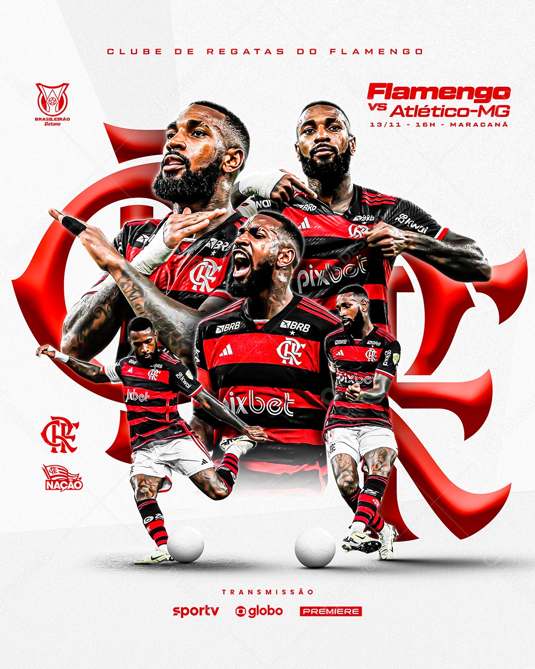 Football Brasileirão Flamengo X Atlético Mineiro Social Media PSD Editable