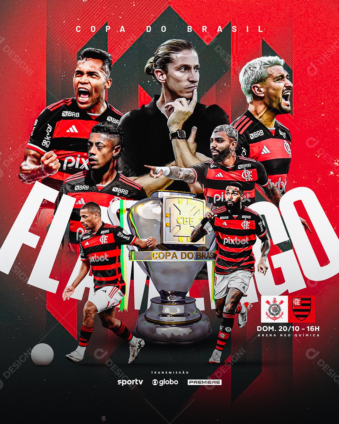 Futebol Copa do Brasil Flamengo X Corinthians Social Media PSD Editável